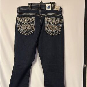 Women's Dark Blue Embroidered Jeans